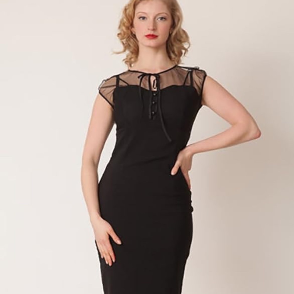 LINDY BOP 'Pandora' Vintage 1950's Black Pencil Wiggle Dress US18